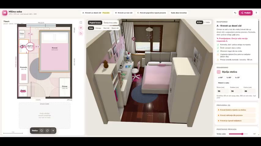 Will the new bed fit in Mila's room?
