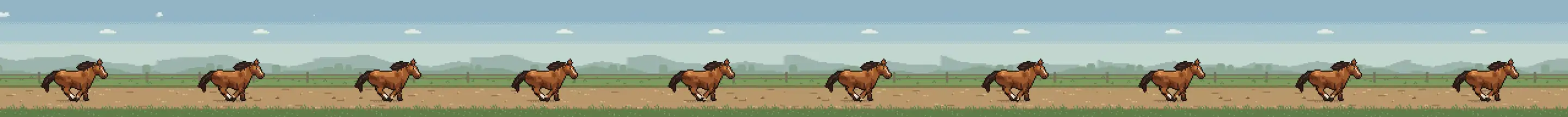 A pixel-art horse galloping on inverse kinematics